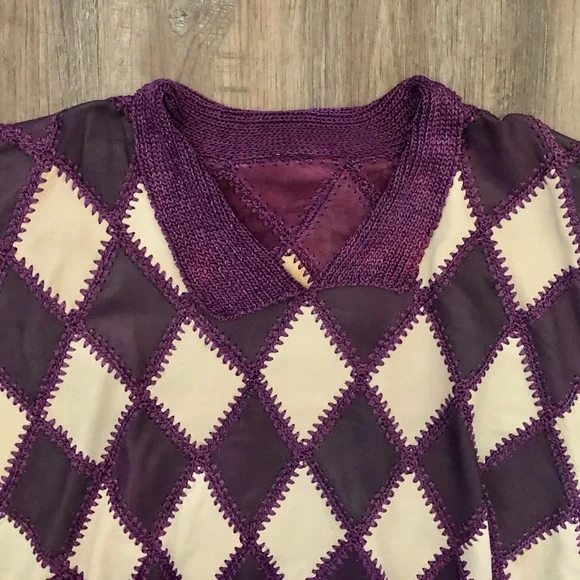 Vintage Patchwork Leather Batwing Top - Picture 3 of 11